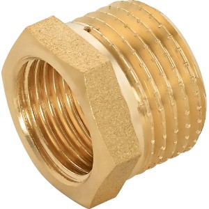 Raccordo filettato in ottone, riduzione 14,9/21mm per impianti idraulici e di riscaldamento.