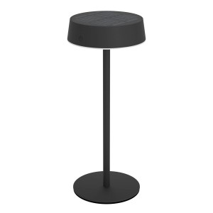 Lampe de table solaire LED EGLO SIMERI noire avec variateur tactile, idéale pour l'extérieur.