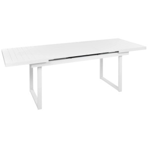 Tavolo da giardino allungabile Beliani Valcanetto bianco in alluminio, 180-240 cm di lunghezza.