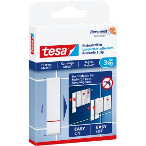 Tesa languettes adhésives pour carrelage et métal, 3 kg, 6 pièces, pour une fixation sans résidus.