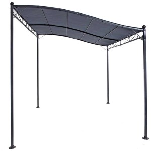 Gazebo addossato grigio, 2,5x3x2,5 m, con struttura a drenaggio dell'acqua. Ideale per il giardino.