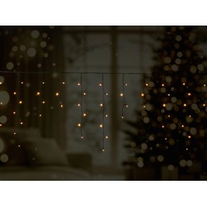 Guirlande lumineuse OBI stalactites avec LED blanc chaud pour un éclairage extérieur d'ambiance sur terrasse ou balcon.