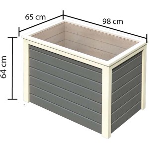 Aiuola rialzata Karibu, 98x65 cm, grigio terra, in abete, con dimensioni. Ideale per il giardinaggio.