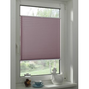 Store plissé Gardinia Easy Fix Greta rose nacré, 50x130 cm, monté sur une fenêtre.