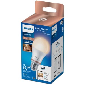 Philips Smart LED E27, lampadina dimmerabile a luce bianca calda, 60W, nella confezione originale.