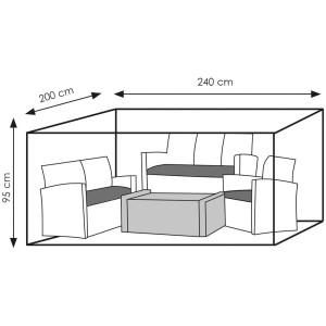 Copertura impermeabile per set lounge da giardino, 240x200x95cm, in poliestere Oxford 420D.