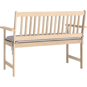 Banc de jardin Edgewood en acacia FSC® avec coussin d'assise gris clair pour 2 personnes.