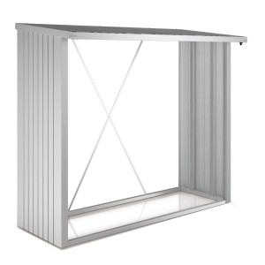 Biohort WoodStock étagère à bois taille 230, argent métallisé, en tôle d'acier galvanisée à chaud.