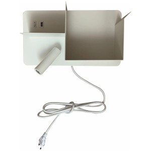 Applique murale LED Mondilux Benno gauche avec étagère, 3W, blanc chaud, lampe blanche.