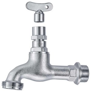Robinet de puisage Mateu® avec clé, laiton chromé, 1/2 x 3/4 pouce.