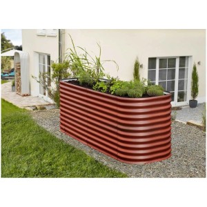 Estensione per aiuola rialzata Vitavia Stretched 858 rossa (80x80 cm) in Zincalume in giardino.