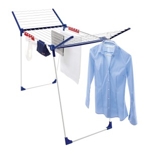 Stendibiancheria Leifheit Pegasus 200 Solid Comfort, blu e bianco con accessori.