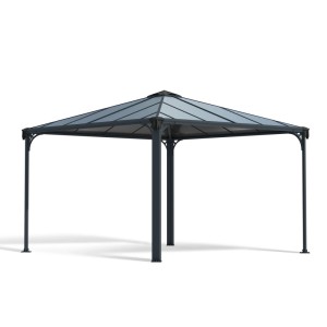 Gazebo da giardino Canopia Palermo 3x3 antracite con tetto in policarbonato per il giardino.