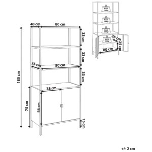 Beliani Armoire de bureau Kauri gris clair 180 x 80 x 40 cm