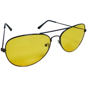 Gelbe Nachtsichtbrille Chrom mit Metallgestell für blendfreies Fahren.