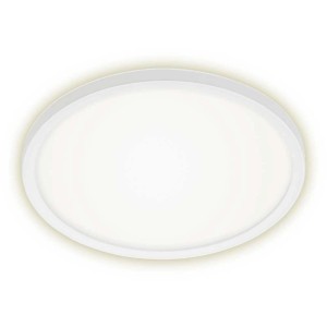 Panneau LED Brilo Slim blanc et plat avec lumière indirecte (15 W) pour plafond.
