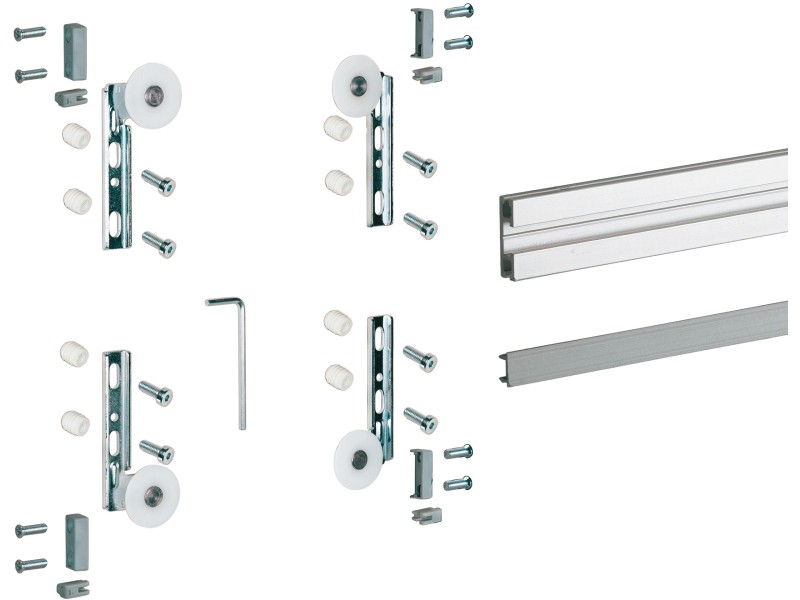 Hettich SlideLine 66 Set completo per una porta Alluminio argento