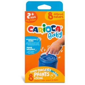 Carioca Baby Fingermalfarbe, 8 Farben im Set. Atoxische, abwaschbare Bastelfarben für Kinder ab 2 Jahren.