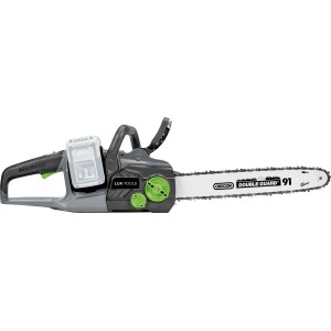 LUX-TOOLS Tronçonneuse à batterie A-KS-2x20/405 1 PowerSystem, tronçonneuse sans fil grise et noire.