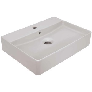 Lavabo sospeso AquaSu® Riga, grigio opaco, 60 cm, con foro rubinetto e troppopieno.