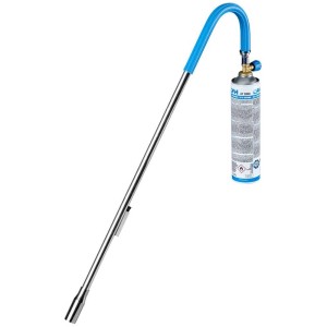 Bruciatore per erbacce Bio-Gärtner PZ1500 con manico blu e cartuccia di gas.