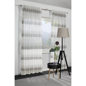 Bennetti Sciarpa Grigia, 245x140cm, con nastro per tende. Tenda oscurante con strisce orizzontali.
