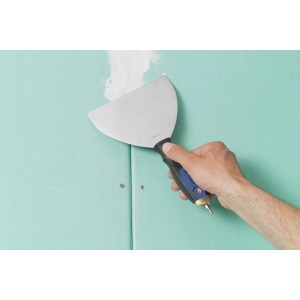 Spatule LUX en acier inoxydable à poignée souple 2K 150 mm pour enduire un mur en placoplâtre.