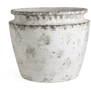 Vaso per piante rotondo Gartec Toscana color crema, Ø 58 cm, altezza 48 cm, effetto usato.