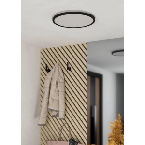Plafoniera LED bianca Eglo Expert Minerario, Ø 39 cm, adatta per ambienti umidi.