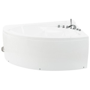 Baignoire d'angle balnéo Pelican blanche avec LED, 165x138 cm. Pure détente dans la salle de bain.