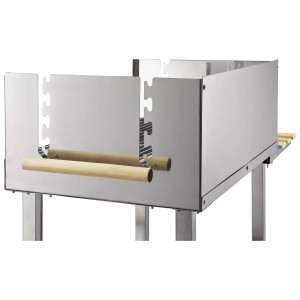 Chariot de grill en acier inoxydable, réglable en hauteur, XXL. Barbecue à charbon de bois avec étagères et poignées en bois.