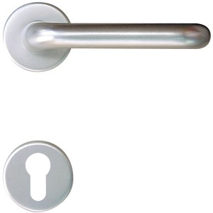 Poignée de porte en aluminium Diana avec rosette pour portes intérieures.