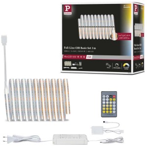 Paulmann MaxLED 500 COB LED-Streifen Basis-Set 3m mit Zubehör und Fernbedienung.