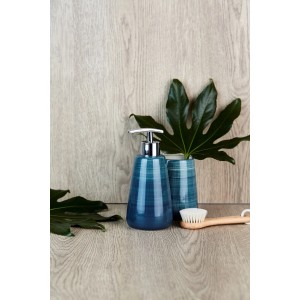 Dispenser sapone in ceramica Petrol Wenko Pottery, dipinto a mano.
