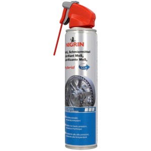 Lubrifiant Nigrin MoS2, aérosol de 400ml. Stable à haute pression et résistant à la température.