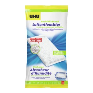 UHU Recharge déshumidificateur 1kg : Sac avec cristaux pour réduire l'humidité.