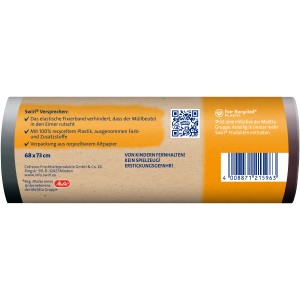 Emballage de sacs poubelles Swirl Fixierband, 60 l, 10 pièces. Sacs poubelles avec bande de fixation en matériau recyclé.
