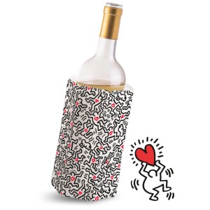 Vacu Vin Kühlmanschette im Keith Haring Design für Weinflaschen, ein Küchenhelfer für Picknick und Party.
