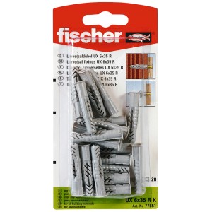 Fischer Tassello universale UX 6 x 35 RK (20 pz.) per tutti i materiali, grigio.