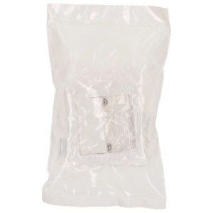 Plaque frontale double interrupteur/bouton-poussoir Hager Kallysto, blanc, sous emballage.
