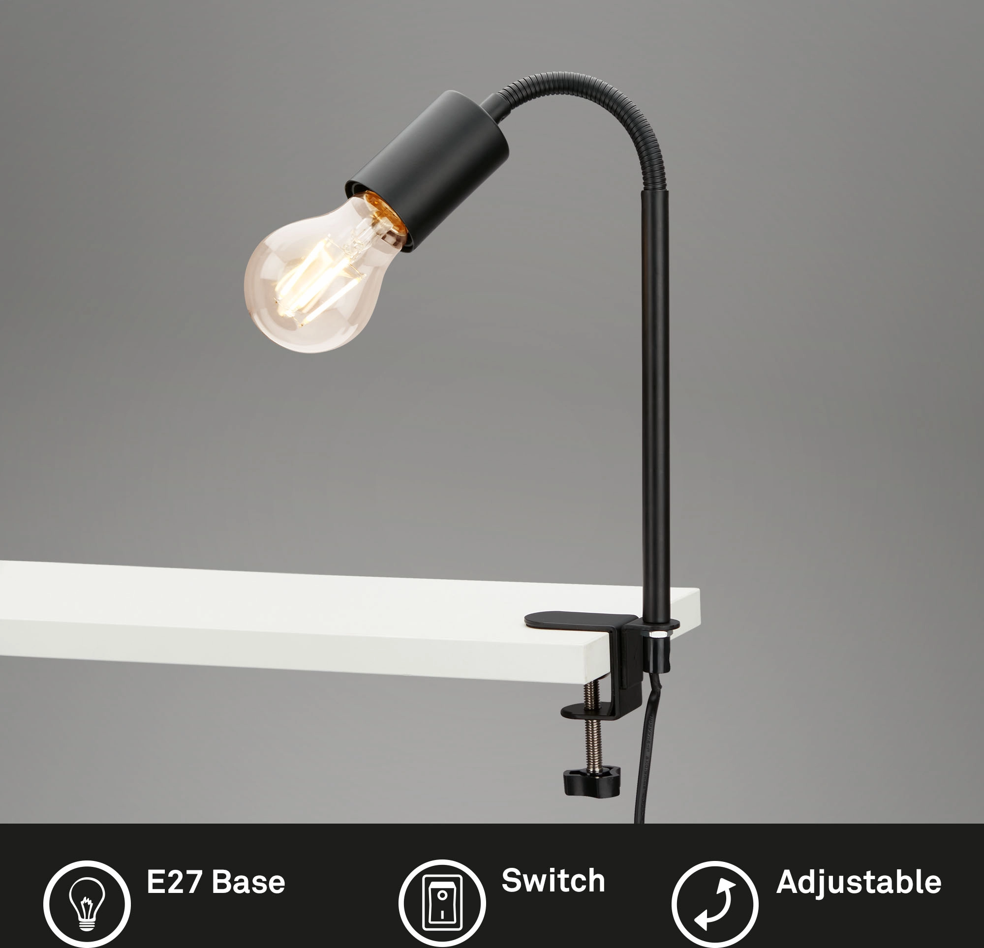 Briloner Lampe à pince Fix Noir 1 x E14 max. 8 W