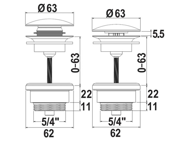 Bonde d'évacuation pour lavabo 2en1