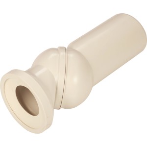 Raccord WC blanc, Ø 100 mm x 235 mm, avec joint à rotule pour une connexion flexible.