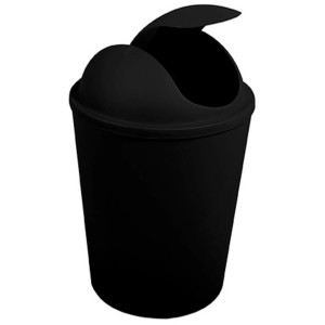 Cestino MSV Ako nero con coperchio a battente, capacità 5,5 litri.