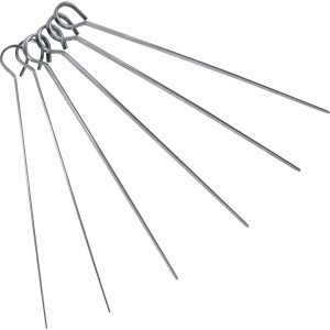 Six brochettes Jamestown en acier inoxydable pour grillades.