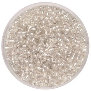 Transparente Rocailles Glasperlen mit Silbereinzug, 2,6 mm, ideal zum Schmuckbasteln.