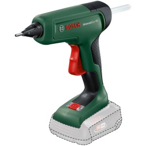 Pistola per colla a caldo a batteria Bosch AdvancedGlue 18V (senza batteria) verde e nera.