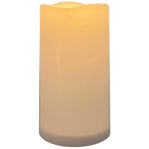 Weisse LED-Solarkerze für Aussen, Ø 10cm, Höhe 19,5cm, mit warmweissem Licht.