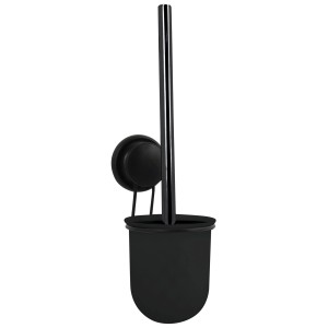 Schwarze MSV Toilettenbürste mit Wandhalterung und Saugnapf.
