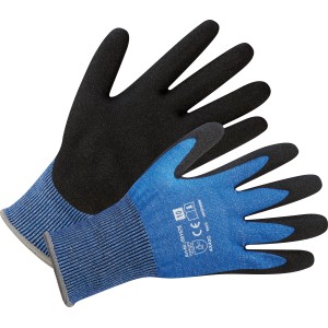 Guanti antitaglio LUX taglia 10, palmo blu, dorso nero. Guanti da lavoro per una presa sicura.